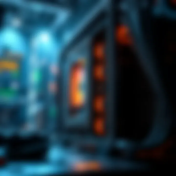 High-performance cryptocurrency mining rig showcasing advanced technology