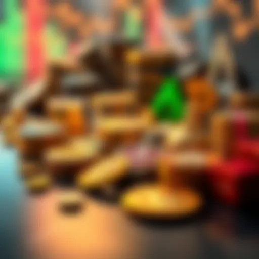 Illustration showcasing various digital assets in cryptocurrency