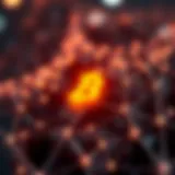 Visualization of blockchain technology with nodes and connections