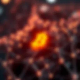 Visualization of blockchain technology with nodes and connections