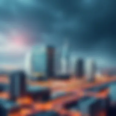 Integration of Blockchain in Real Estate Conceptual illustration of digital real estate funds integrating blockchain technology