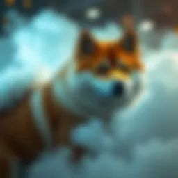 Cloud mining concept with Shiba Inu theme