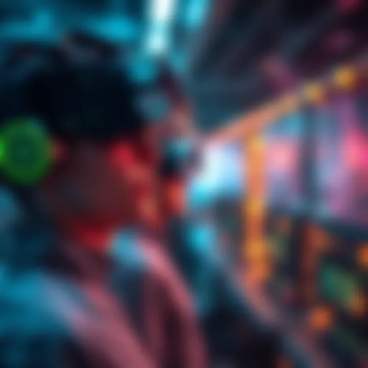 Technological Innovations in the Metaverse Technological elements like VR headsets and avatars showcasing metaverse technologies.