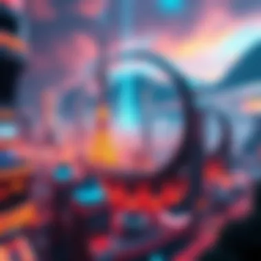 Futuristic Virtual City in the Metaverse A futuristic virtual city representing the metaverse landscape.