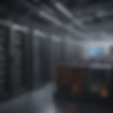 Data Center for Cryptocurrency Mining Data center filled with cryptocurrency mining rigs and cooling systems.