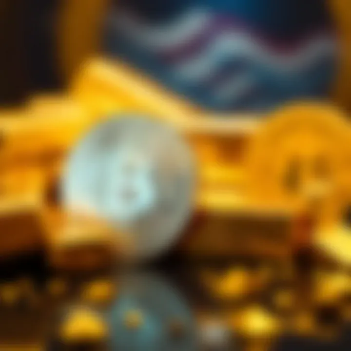 A futuristic representation of cryptocurrency alongside traditional gold, illustrating the evolving storage landscape