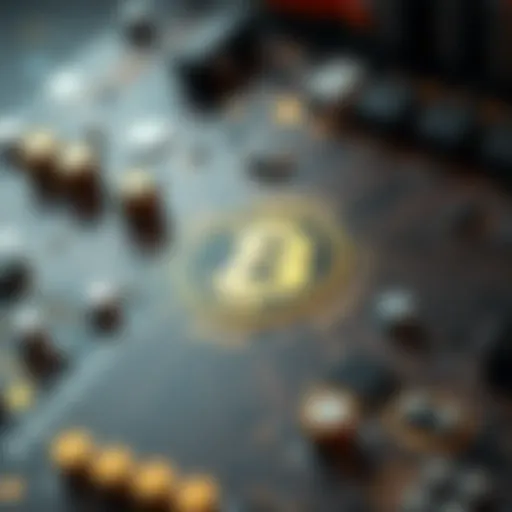 An intricate circuit board representing cryptocurrency mining technology