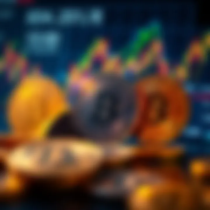 Emerging cryptocurrency coins displayed on a digital screen