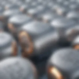 An illustration of lithium ion battery cells showcasing their structure and components.