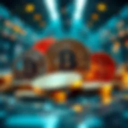 A futuristic representation of various new cryptocurrencies