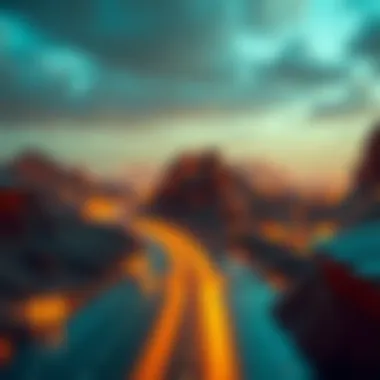 A digital landscape representing blockchain technology