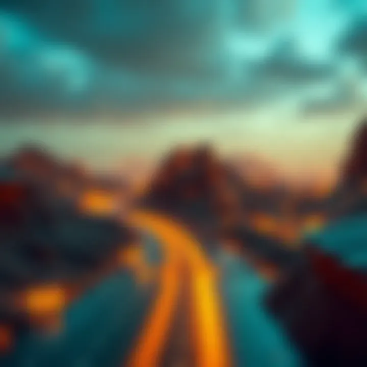 A digital landscape representing blockchain technology