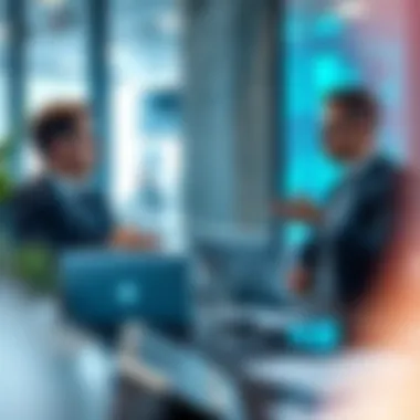 Expert analysts discussing cryptocurrency market insights in a modern office setting