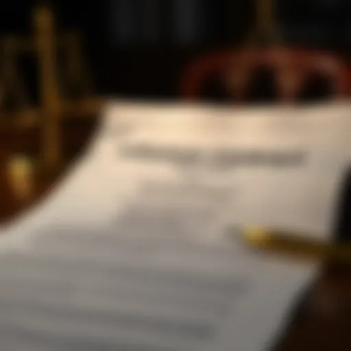 A detailed contract with legal terms highlighted